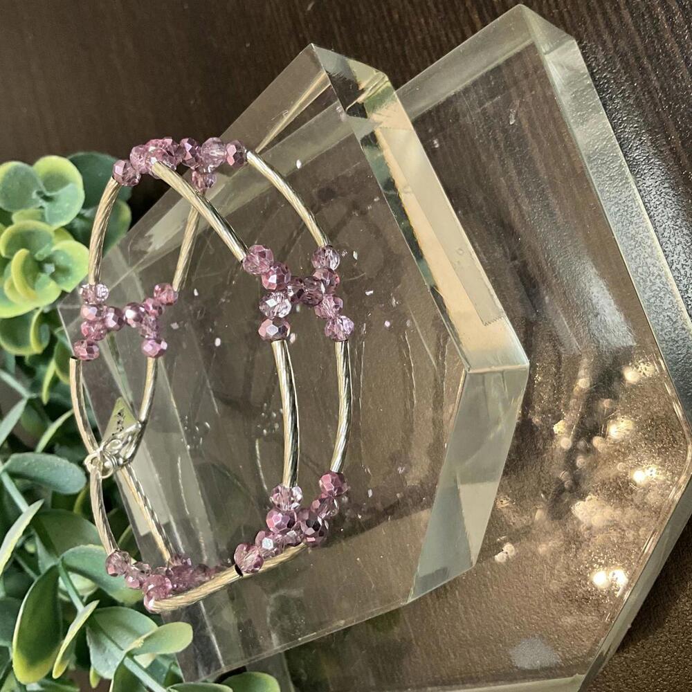 Erimish Demure Purple Beaded Wire Bracelet